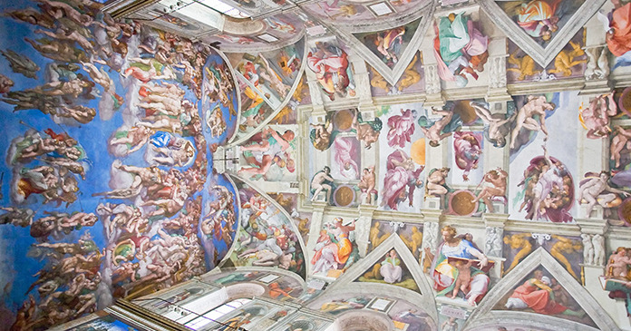 Michelangelo's Sistine Chapel and The Last Judgement fresco painting. Michele FalzoneGetty Images